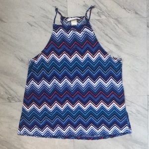 H&M Blue Red Chevron Sz XS Striped Cami Top